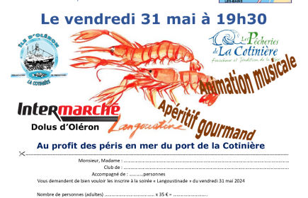 Soirée langoustinade au profit exclusif de l'association des péris en mer de La Cotinière.